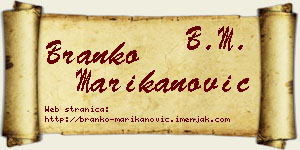 Branko Marikanović vizit kartica